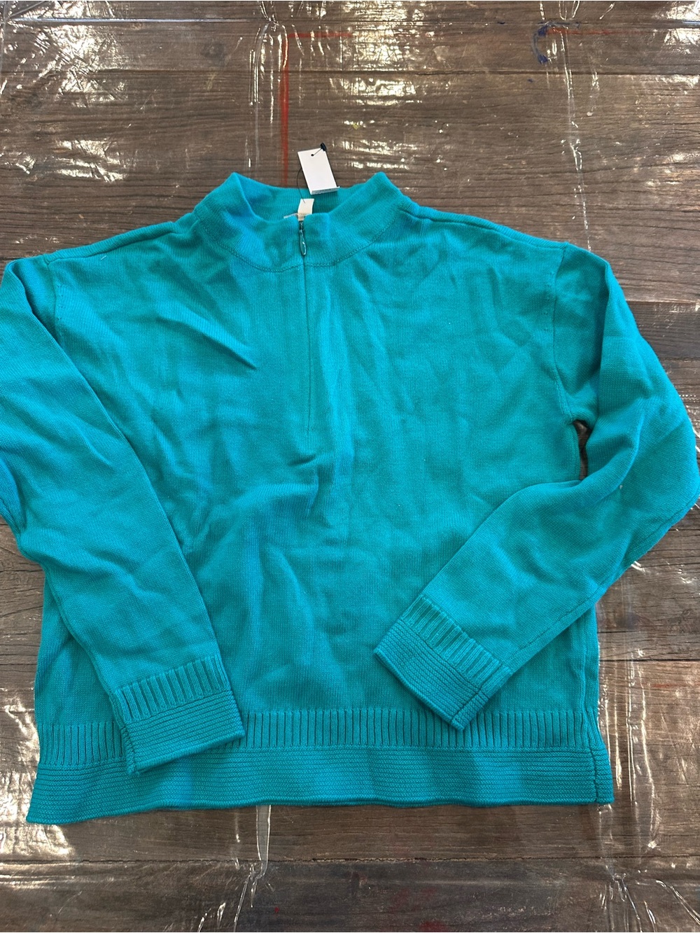 Talbots Teal Half-Zip Cowl Sweater